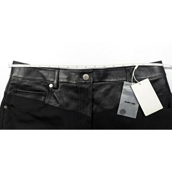 Helmut Lang Women's Black Leather-Trimmed Garter Skirt Size 10 (MSRP $425) - Picture 6 of 8
